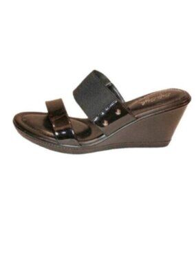 Hush Puppies Black Wedge Slip On Sandals 8